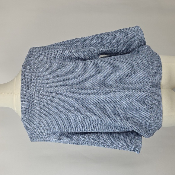 Frank Lyman Montreal Floral Knit Sweater Blue Metallic 3/4 Sleeve Top - Picture 4 of 7